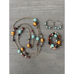 Premier Designs Necklace, Bracelet, Earrings. Retired. Vintage. Multicolor BOHO